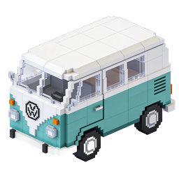 アイソメトリック Voxel バスアイコン - 3D ピクセルアート輸送