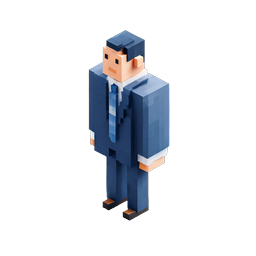 Voxel-Geschäftsmann 3D-Charakter-Icon - Isometrischer Corporate-Avatar