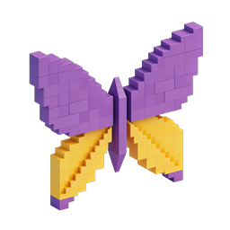 3D Voxel Butterfly Icon - Colorful Pixel Art Design