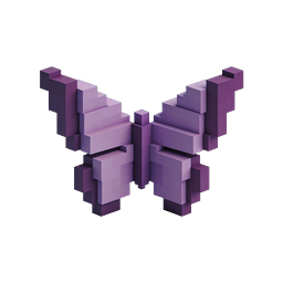 Purple Voxel Butterfly 3D Icon - Geometric Block Design