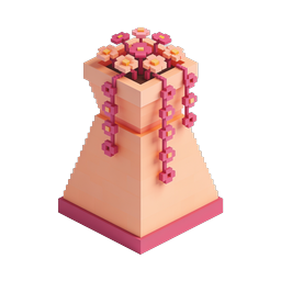 Ícone 3D isométrico de bolo Voxel - Sobremesa rosa pastel