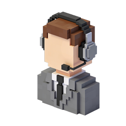 Voxel Call Center Agent Icon - Isometric 3D