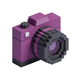 Isometric Voxel Camera Icon - 3D Photography Graphic