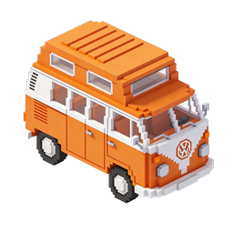 Voxel Style Vintage Camper Van 3D Icon