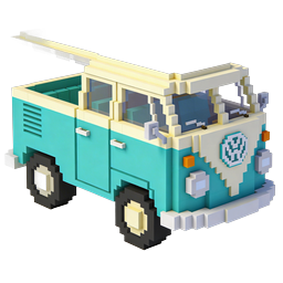 Pixel Art Voxel Camper Van 3D Isometric Icon
