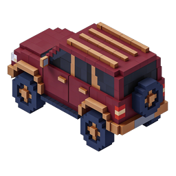 Voxel Camper Van Isometric 3D Icon - Retro Travel
