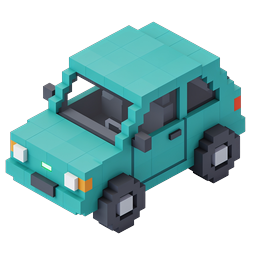 Isometric Voxel Car Icon - 3D Pixel Art Vehicle