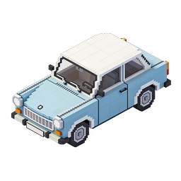 Isometric Voxel Car Icon - 3D Pixel Art Vehicle