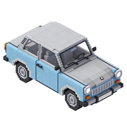 Icona auto Voxel | Veicolo blu in stile pixel 3D
