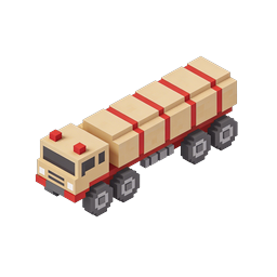Voxel Cargo Truck Icon - Isometric Pixel Art Design