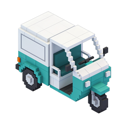 Isometric Voxel Cargo Truck Icon - Teal & White