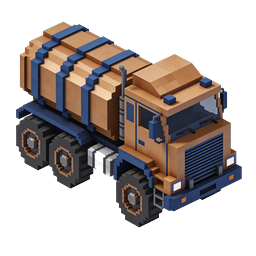 Voxel Cargo Truck Isometric 3D Icon