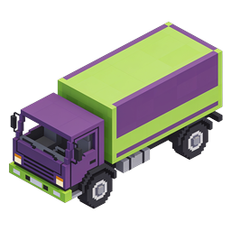 Isometric Voxel Cargo Truck Icon - Pixel Art Delivery Vehicle