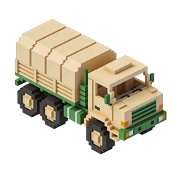 Voxel Cargo Truck Icon - Isometric 3D Block Art