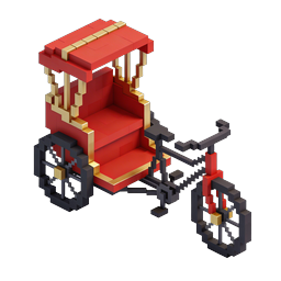 Voxel Carriage Icon - 3D Isometric Horse-Drawn Chariot