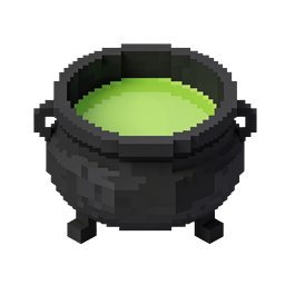 Voxel Cauldron Green Potion Icon - Fantasy Game Asset