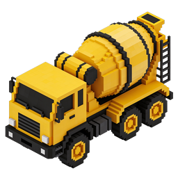 Voxel Cement Mixer Truck Icon - Isometric 3D Design