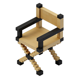 Isometric Voxel Chair Icon - Gold & Black 3D Block Design