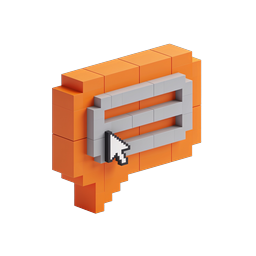 Voxel Chat Bubble with Cursor Icon - 3D Isometric