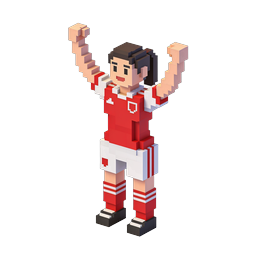 Icône 3D de pom-pom girl fan de sport en voxel