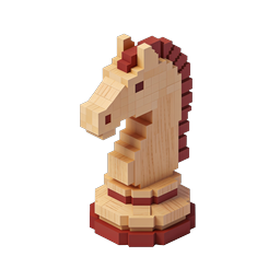 Ícone 3D Isométrico de Cavalo de Xadrez Voxel