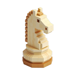 Voxel Chess Knight Icon | 3D Isometric Game Piece