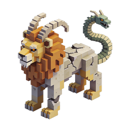 Voxel Chimera Creature - 3D Pixel Art Mythical Beast