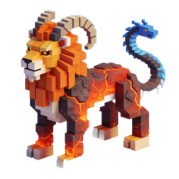 Voxel Chimera Creature 3D Isometric Fantasy Icon