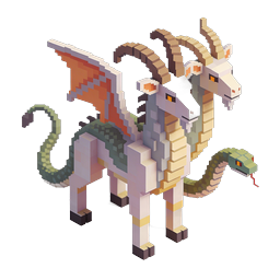 ヴォクセル・キメラ神話の獣アイコン - 3D ピクセルアート