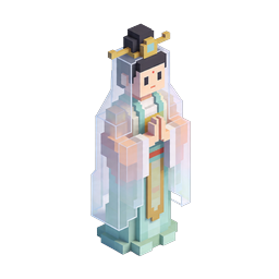 Voxel Chinese Deity Icon - Isometric 3D Pixel Art
