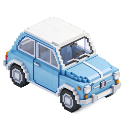 Icona 3D Isometrica Auto Classica Voxel - Veicolo Retro Pixel Art