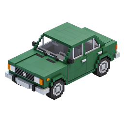 Isometric Voxel Classic Green Car Icon | 3D Pixel Art