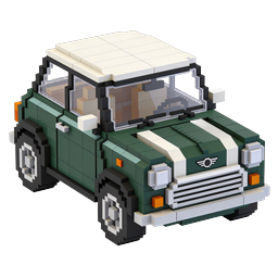 Voxel Classic Car 3D Icon - Pixel Art Vintage Roadster