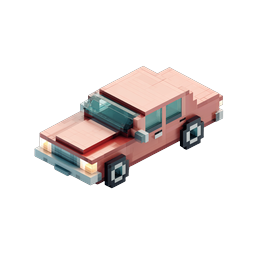 Isometric Voxel Classic Car Icon - Pink Block Vehicle
