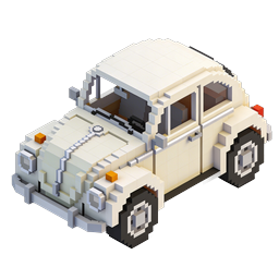 Ícone 3D de Carro Clássico Voxel - Estilo de Bloco Isométrico