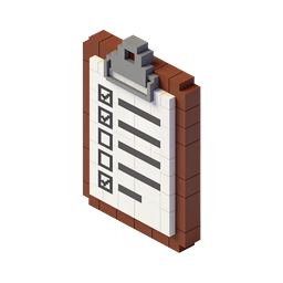 ไอคอน 3D แบบ Isometric รูปคลิปบอร์ดรายการตรวจสอบสไตล์ Voxel