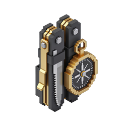 Voxel Clock 3D Icon - Mechanical Timepiece Design