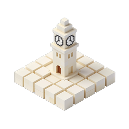 Isometric Voxel Clock Tower Icon | 3D Pixel Art