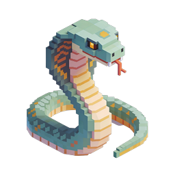 Voxel Cobra Snake 3D Icon | Isometric Pixel Art