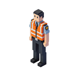 Voxel Construction Worker 3D Isometric Icon