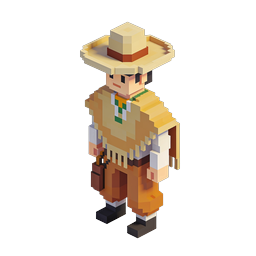 Voxel Cowboy Character Icon - 3D Western Wild West