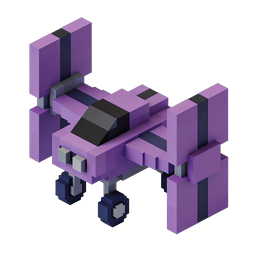 Фиолетовый изометрический воксельный краб — 3D-иконка в стиле Minecraft