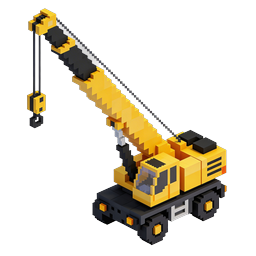 Voxel Construction Crane 3D Icon for Building Games