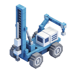 Voxel Construction Crane 3D Icon - Isometric Style