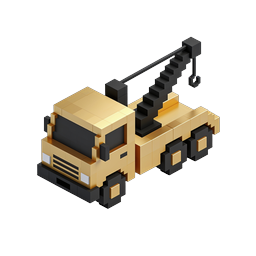 Voxel クレーン車アイコン - アイソメトリック 3D 建設車両