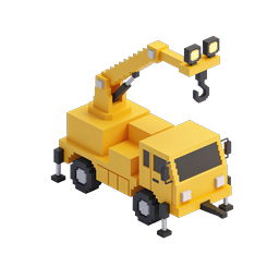 Voxel Crane Truck Icon | 3D Construction Vehicle