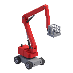 Voxel-Kranwagen 3D Isometrisches Baustellen-Icon