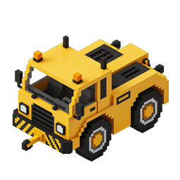 Voxel Crane Truck Icon - Isometric 3D Pixel Art
