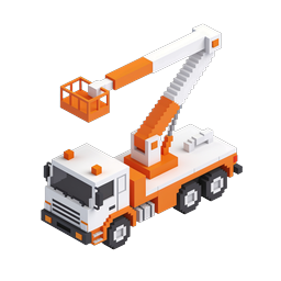 Voxel クレーン車 3Dアイコン - アイソメトリック建設車両
