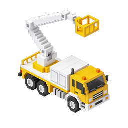 Isometric Voxel Crane Truck Icon - 3D Pixel Art
